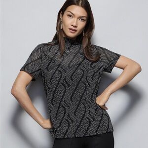 Cabi Deco Turtleneck #4541 Black w white deco print